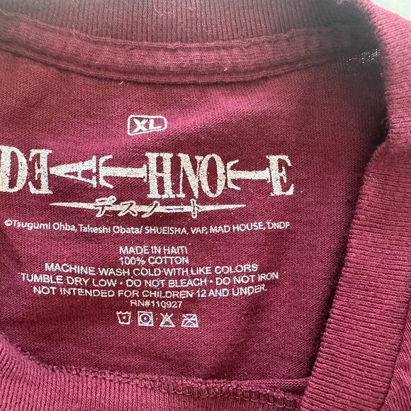 Death Note Anime Maroon Graphic T-shirt XL Streetwear Skateboard Vintage - Picture 3 of 6